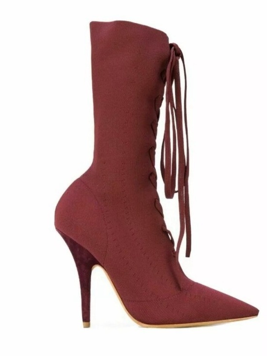 Yeezy Shoes - Yeezy Season 5 Stretch knit Lace Up Socks Ankle Boots Burgundy size 37